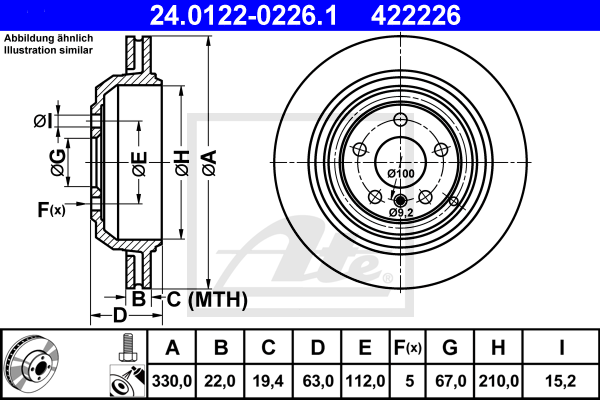 Disc frana 24.0122-0226.1 ATE