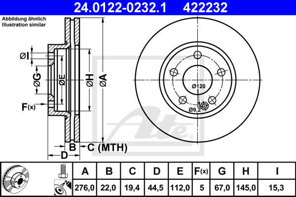 Disc frana 24.0122-0232.1 ATE