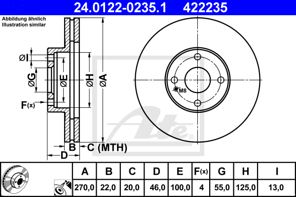 Disc frana 24.0122-0235.1 ATE