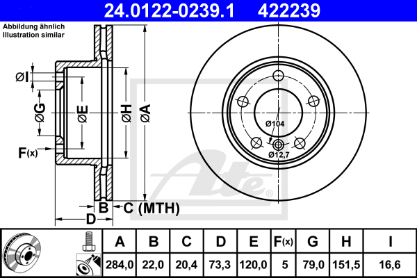 Disc frana 24.0122-0239.1 ATE