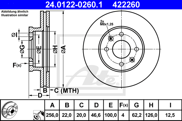 Disc frana 24.0122-0260.1 ATE