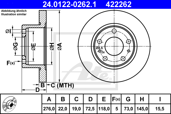 Disc frana 24.0122-0262.1 ATE