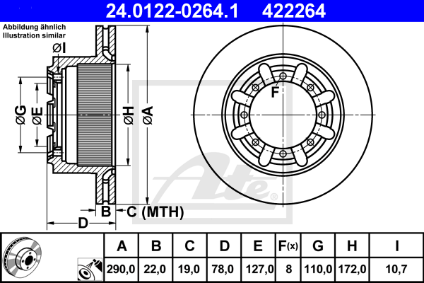 Disc frana 24.0122-0264.1 ATE