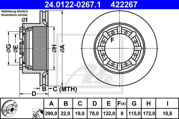 Disc frana 24.0122-0267.1 ATE