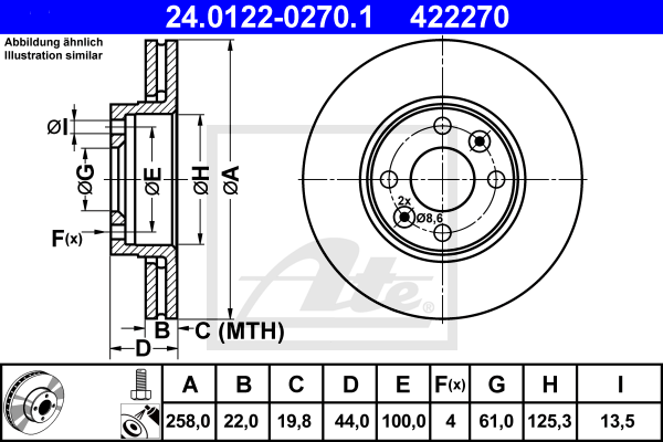 Disc frana 24.0122-0270.1 ATE