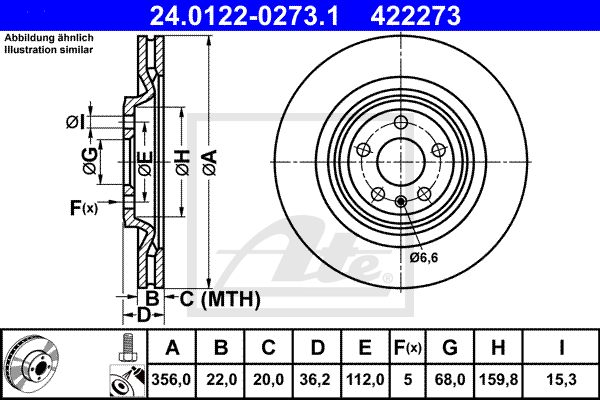 Disc frana 24.0122-0273.1 ATE