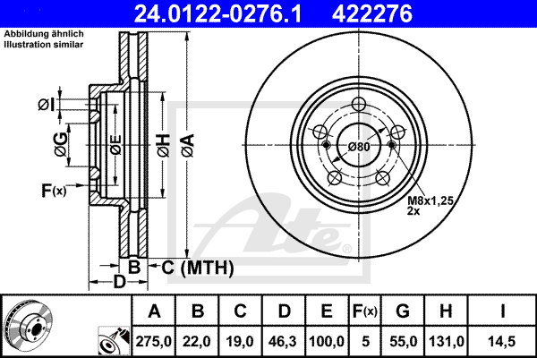 Disc frana 24.0122-0276.1 ATE