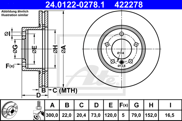 Disc frana 24.0122-0278.1 ATE