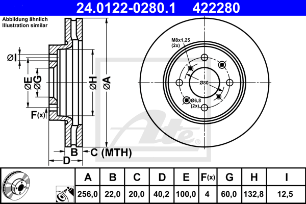 Disc frana 24.0122-0280.1 ATE