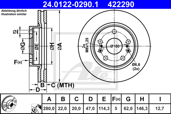 Disc frana 24.0122-0290.1 ATE