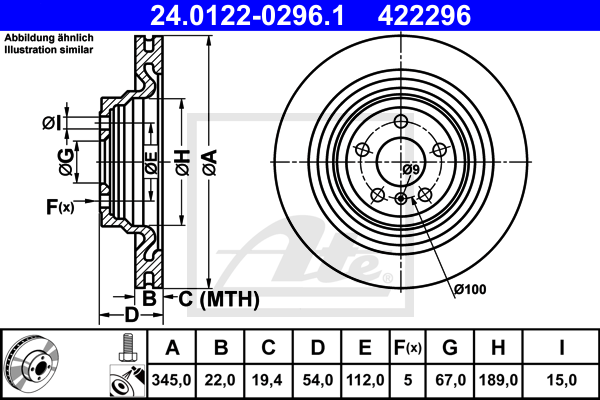 Disc frana 24.0122-0296.1 ATE