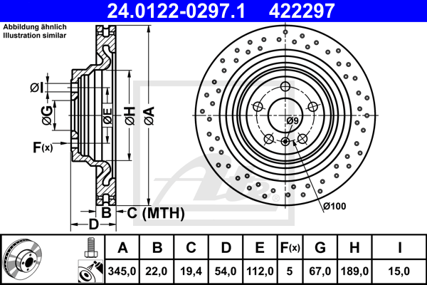 Disc frana 24.0122-0297.1 ATE