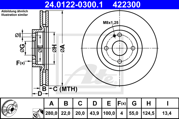 Disc frana 24.0122-0300.1 ATE