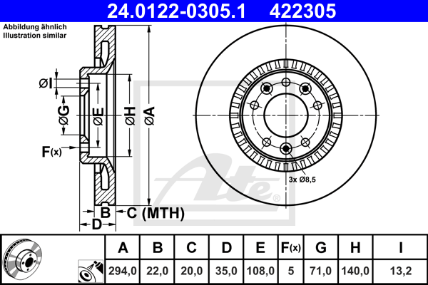 Disc frana 24.0122-0305.1 ATE