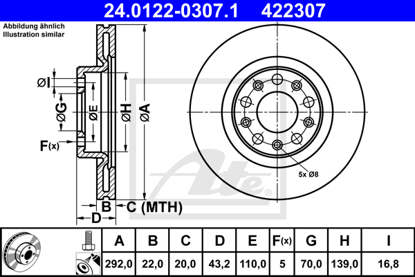 Disc frana 24.0122-0307.1 ATE