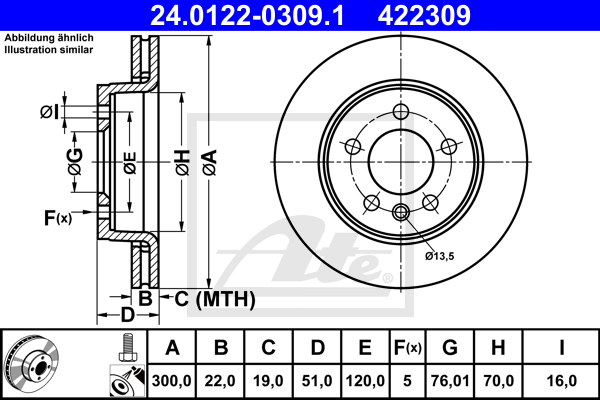 Disc frana 24.0122-0309.1 ATE