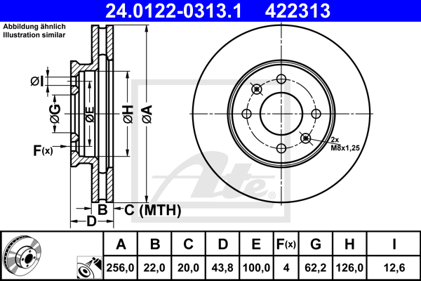 Disc frana 24.0122-0313.1 ATE