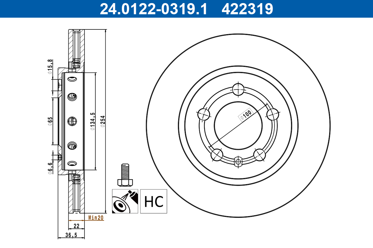 Disc frana 24.0122-0319.1 ATE