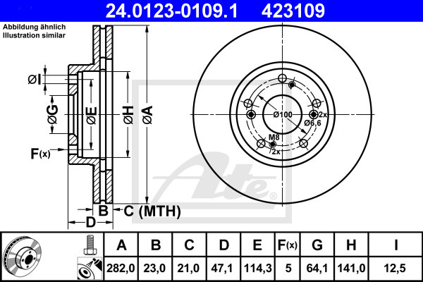 Disc frana 24.0123-0109.1 ATE