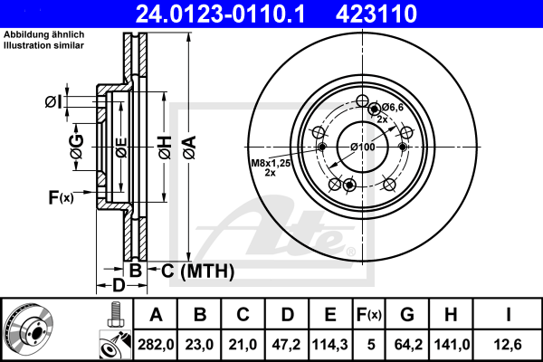 Disc frana 24.0123-0110.1 ATE