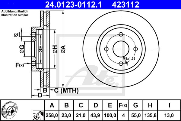 Disc frana 24.0123-0112.1 ATE