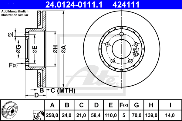 Disc frana 24.0124-0111.1 ATE