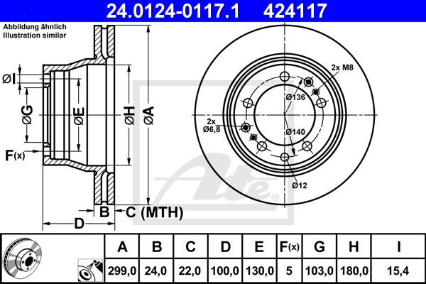 Disc frana 24.0124-0117.1 ATE