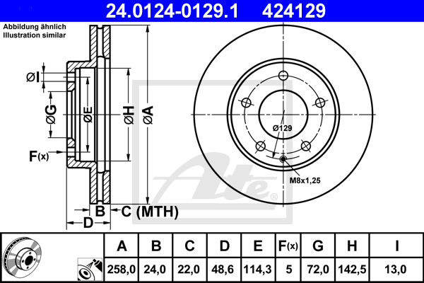 Disc frana 24.0124-0129.1 ATE