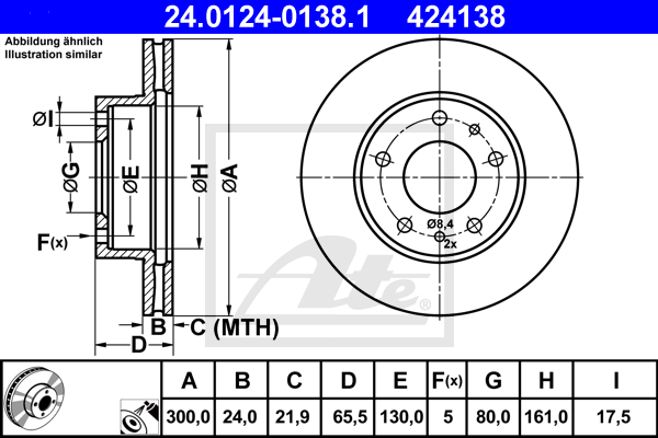 Disc frana 24.0124-0138.1 ATE