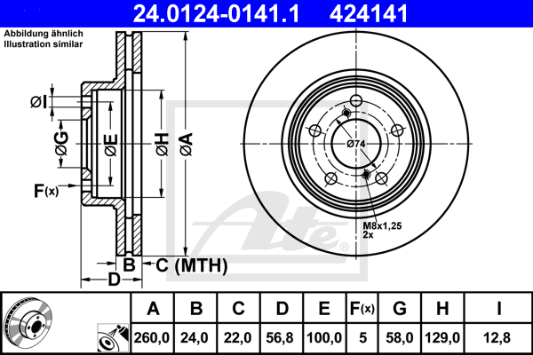 Disc frana 24.0124-0141.1 ATE