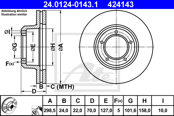 Disc frana 24.0124-0143.1 ATE