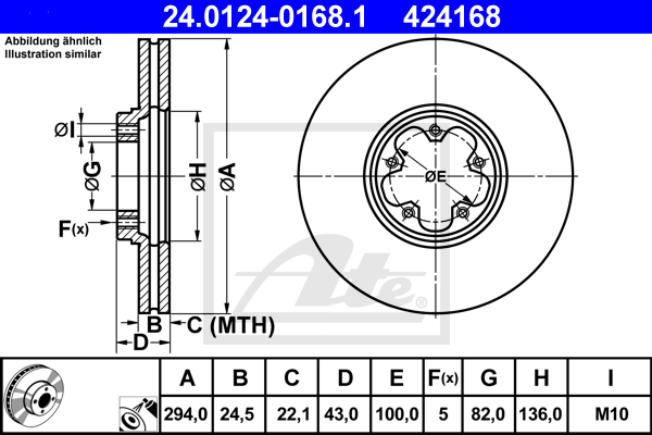 Disc frana 24.0124-0168.1 ATE