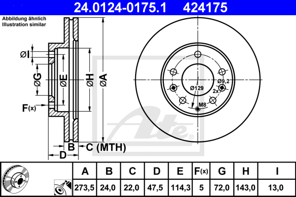 Disc frana 24.0124-0175.1 ATE