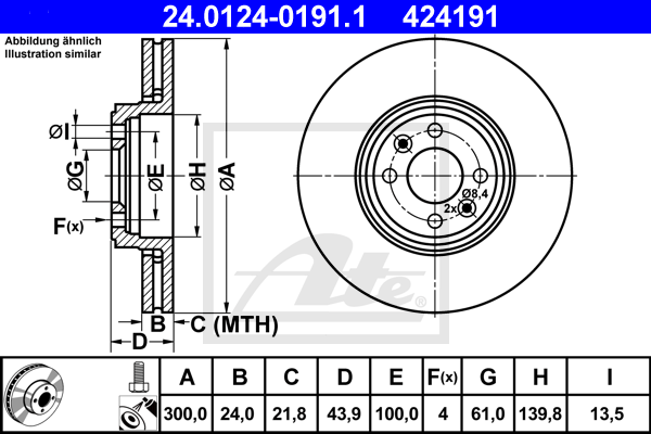 Disc frana 24.0124-0191.1 ATE