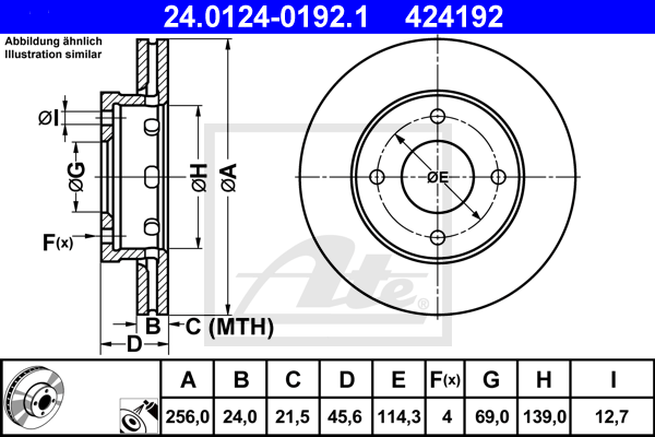 Disc frana 24.0124-0192.1 ATE