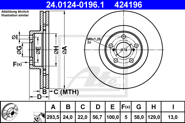 Disc frana 24.0124-0196.1 ATE