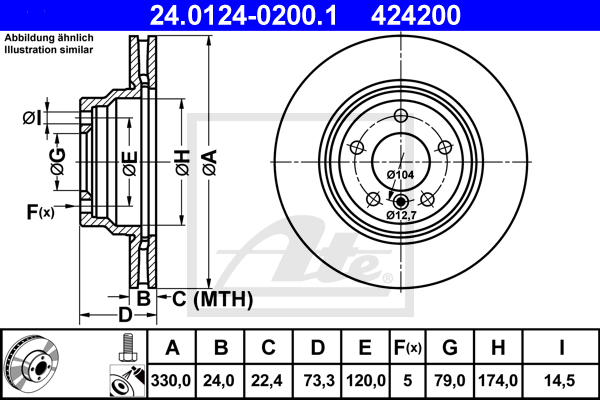 Disc frana 24.0124-0200.1 ATE