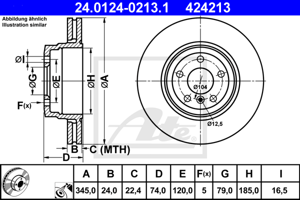 Disc frana 24.0124-0213.1 ATE