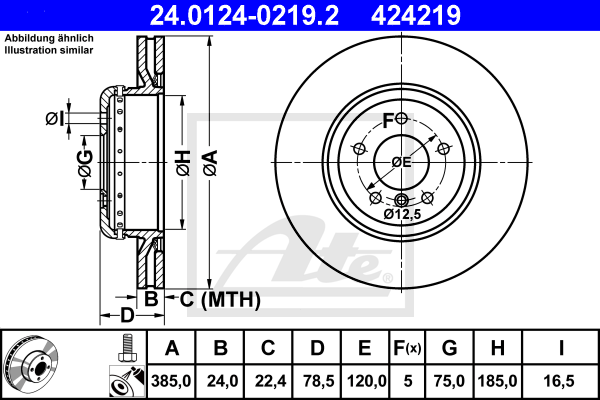 Disc frana 24.0124-0219.2 ATE