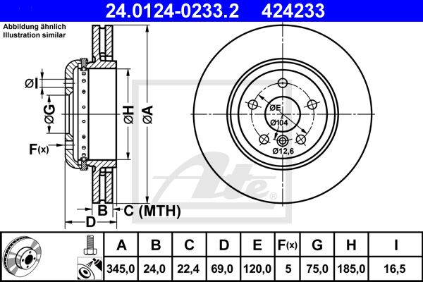 Disc frana 24.0124-0233.2 ATE