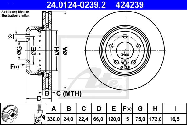 Disc frana 24.0124-0239.2 ATE