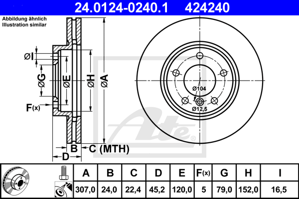 Disc frana 24.0124-0240.1 ATE