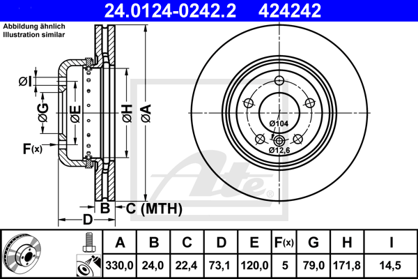 Disc frana 24.0124-0242.2 ATE