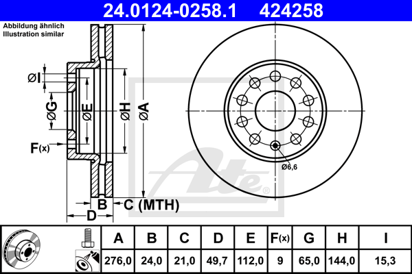 Disc frana 24.0124-0258.1 ATE