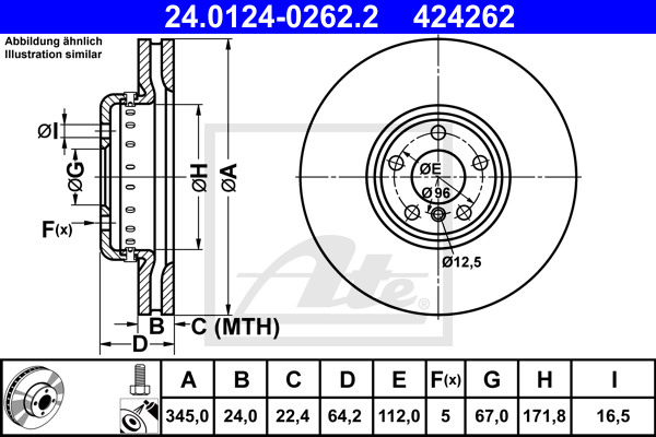 Disc frana 24.0124-0262.2 ATE