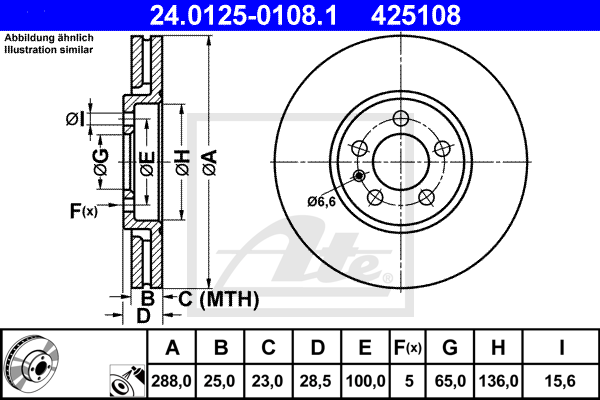 Disc frana 24.0125-0108.1 ATE