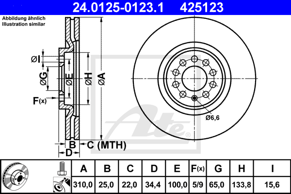 Disc frana 24.0125-0123.1 ATE