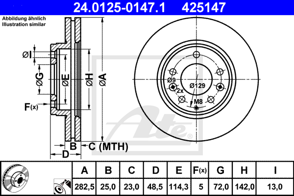 Disc frana 24.0125-0147.1 ATE