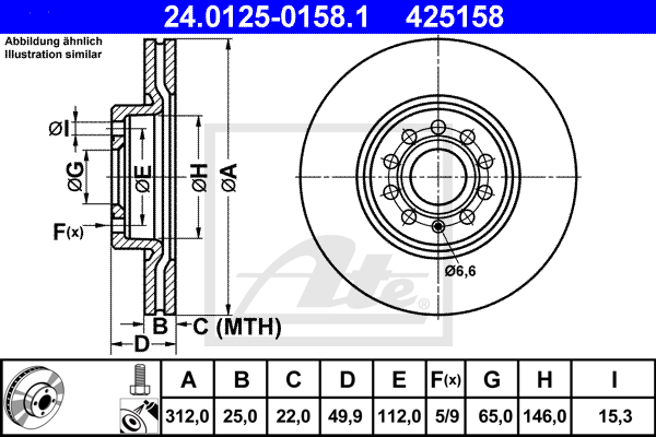 Disc frana 24.0125-0158.1 ATE