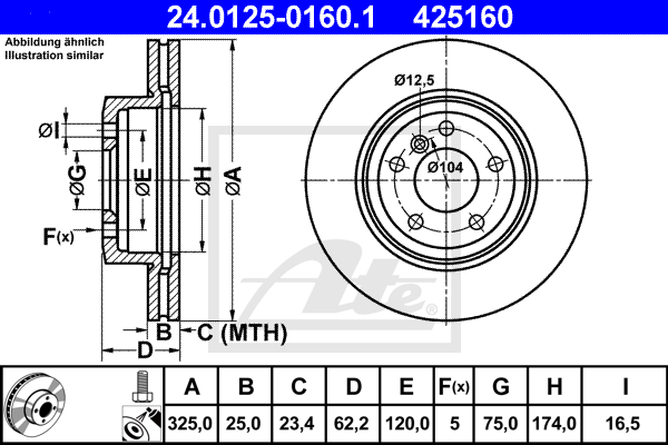 Disc frana 24.0125-0160.1 ATE